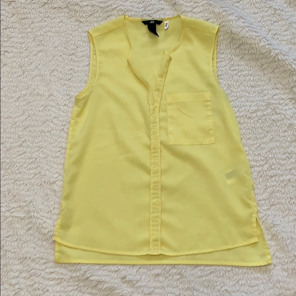 H&M Yellow Sleeveless Button-Front Blouse